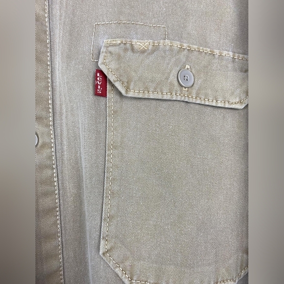 Levi’s khaki long sleeve shirt size XL twill western Cotton - Picture 9 of 12